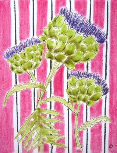 Rita Baga - artichauts - pastel sec.jpg